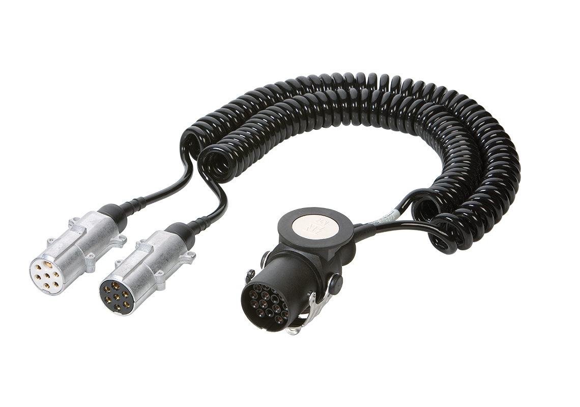 Câble spiralé pour remorques 24S + Prise Surm Lg 3.5M - ISO 3731 - Vignal